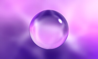 Glass Sphere Isolated on a background with bright gradient color composition, 3D illustration crystal ball, marbles, pearls, agate, water drops.