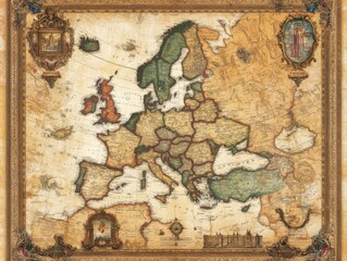 Fototapeta premium Antique European Map.