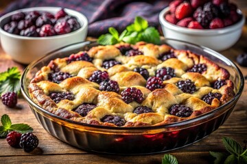 Delicious Blackberry Cobbler Isolated on Transparent Background - Perfect for Dessert Recipes, Food Blogs, and Culinary Presentations