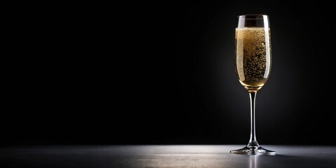 champagne glass on black background