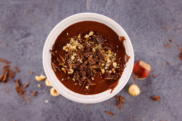 delicious creamy chocolate mousse and hazelnut