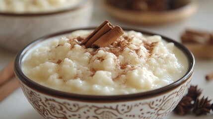 Creamy Rice Pudding with Cinnamon Sticks