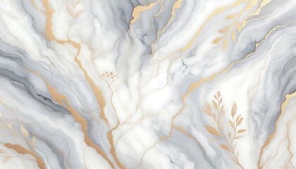 Obraz premium Marble inspired texture with soft gray and gold veins,generative ai