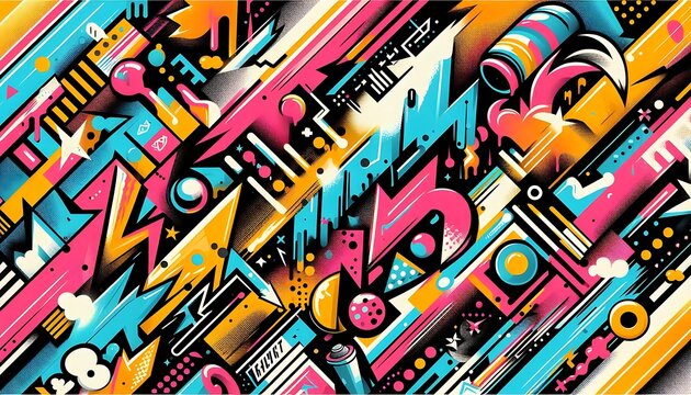 Colorful graffiti style texture with a spray paint effect, ideal for edgy streetwear branding,generative ai