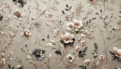 Delicate floral pattern muted background, luxury packaging design,generative ai
