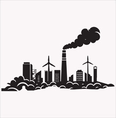 Obraz premium air pollution,water ,plastic , icons vector silhouette on a white background