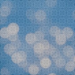 Geometric Ornament Pattern with Shadow Effect on Blue Background