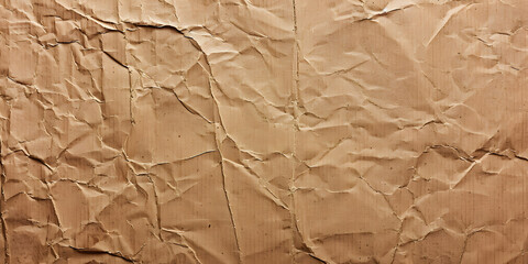 Fototapeta premium Brown cardboard with faint wrinkles and visible textured fibers for rustic background