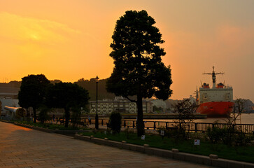 夕景　神奈川県横須賀市ヴェルニー公園の風景