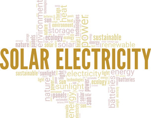 Obraz premium Solar Electricity word cloud conceptual design isolated on white background.