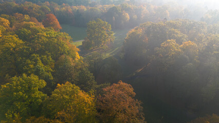 Szczytnicki Park in autumn Lower Silesian Voivodeship, Poland
