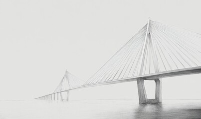 Obraz premium Sketch of a bridge over water.