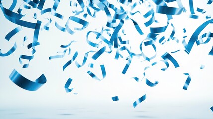 Fototapeta premium Blue confetti explosion on white background