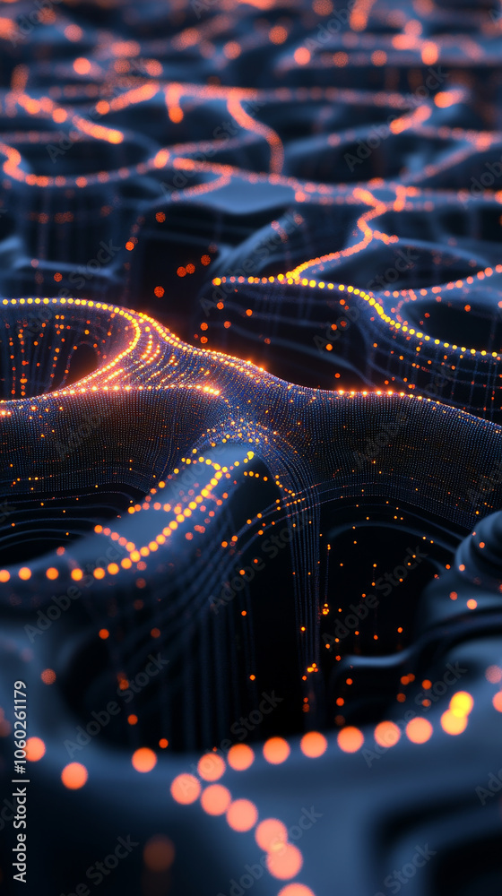 Poster futuristic illustration of neural networks with glowing nodes and intricate patterns, showcasing adv