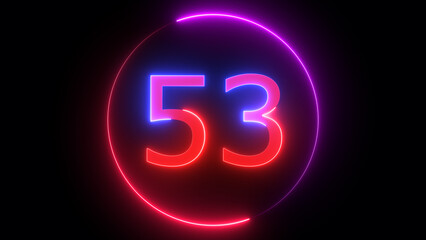 Illuminated neon number ,red and blue color number of neon light colorful illustration. Bright neon numbers with black background