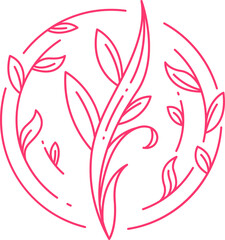 Fototapeta premium Decorative Flowers and Leaves Wedding Card Line Art