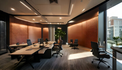 Imagine an office with acoustic panels that blend seamlessly into the modern aesthetic.