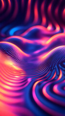 Fototapeta premium Abstract 3D Rendering of Wavy Lines in Vibrant Pink, Orange, and Blue Colors