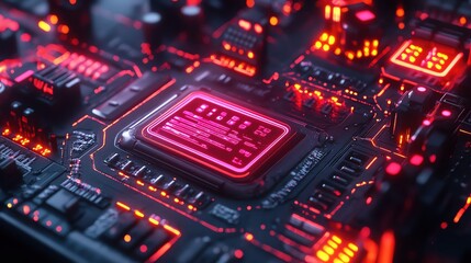 Fototapeta premium Cyber lockpick, digital hacking device, neon accents, futuristic tech setting