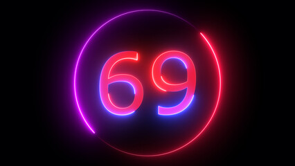 Illuminated neon number ,red and blue color number of neon light colorful illustration. Bright neon numbers with black background