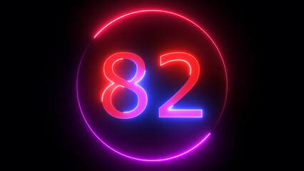 Illuminated neon number ,red and blue color number of neon light colorful illustration. Bright neon numbers with black background