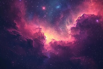 Fototapeta premium A Cosmic Nebula with Pink and Yellow Hues
