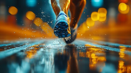 Panning shot of a relay race hand-off, baton in motion, blurred background