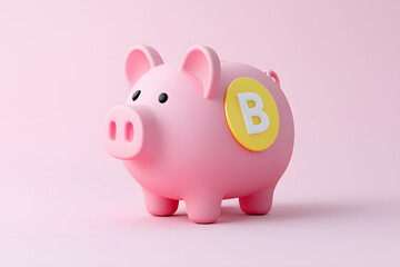 Obraz premium 3D piggy bank icon, isolated on background