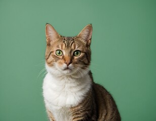 Obraz premium cat on green background
