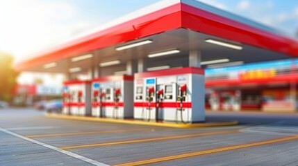 Blurred image depicting a repair service station with tools and equipment in view