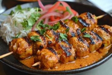 Fototapeta premium Indonesian Satay Food Menu Close Up