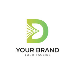 Letter D logo design with gradient vector illustration template
