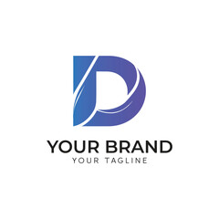 Fototapeta premium Letter D logo design with gradient vector illustration template