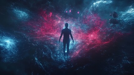 Fototapeta premium Illuminated Soul: A Study in Magnetic Energy.Concepts of charisma, influence, mysticism, and leadership, and supernatural power.