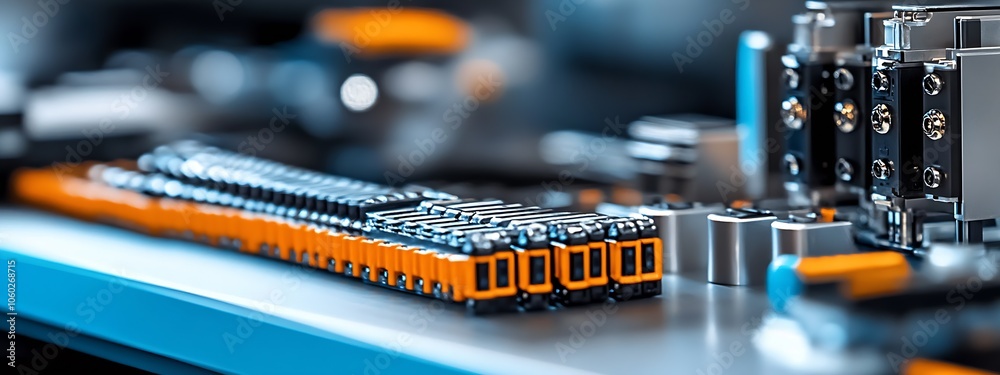Aufkleber focus on intricate industrial equipment components in a high-tech factory setting : generative ai