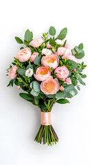 Romantic wedding bouquet isolated on white background

