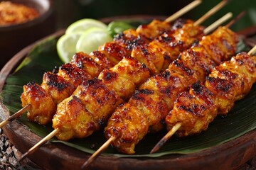 Indonesian Satay Food Menu close up