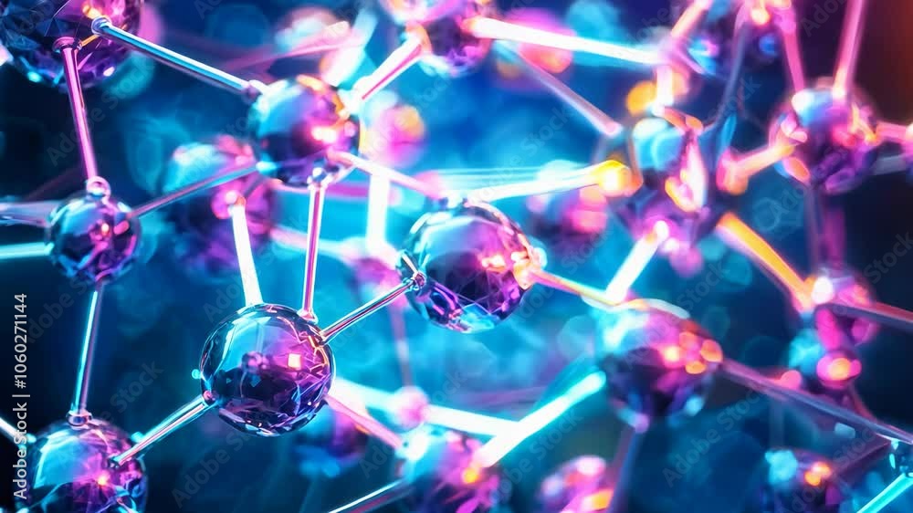 Aufkleber Colorful representations of atomic structures showcase the beauty of science. This exploration highlights the intricate connections and energetic interactions at play in a laboratory environment.