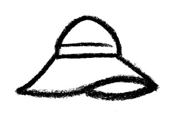 Womans Hat Fashion Related Icon Crayon Chalk Drawing Vector
