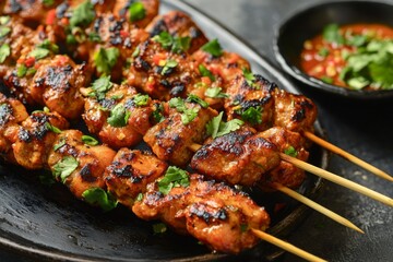 Indonesian Satay Food Menu close up