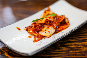 delicious kimchi on the plate