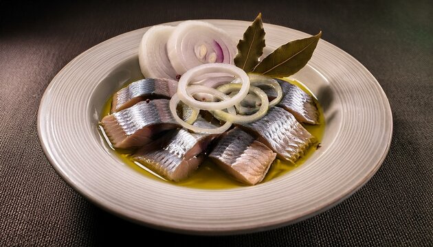 Sursild  Herring pickled in vinegar, often with onions and spices such as bay leaf and mustard seeds