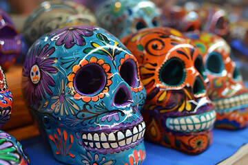 Fototapeta premium Beautiful greeting card with bright holiday composition for happy to joy celebrate dia de muertos