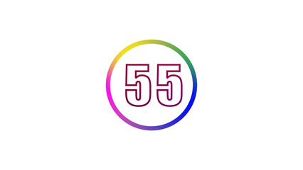 Obraz premium Abstract glowing neon number illustration 55 on white backgraund. Educational mathematics concept with neon letter. blue ,pink and red color
