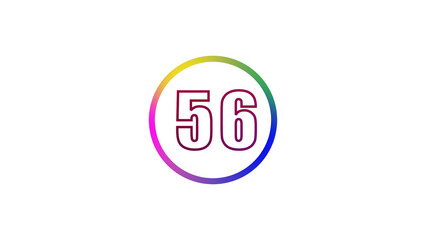 Abstract glowing neon number illustration 56
on white backgraund. Educational mathematics concept with neon letter. blue ,pink  and red color