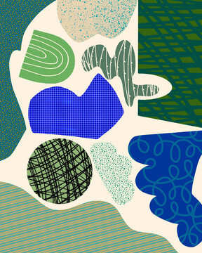 Green blue collage pattern abstract background