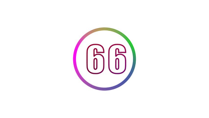 Abstract glowing neon number illustration 66
on white backgraund. Educational mathematics concept with neon letter. blue ,pink  and red color