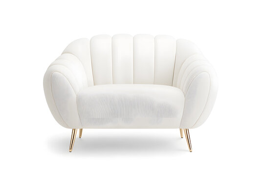 Luxury modern interior design elegance velvet chair isolated on white transparent background
