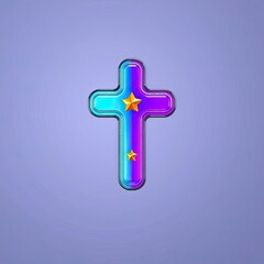 Obraz premium Cross icon concept with vibrant colorful background 