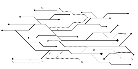 Vectors White Abstract geometric dots and lines connection circuit concept. Hi tech digital connect, communication, High technology concept.